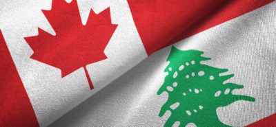 canadian flag and lebanon flag